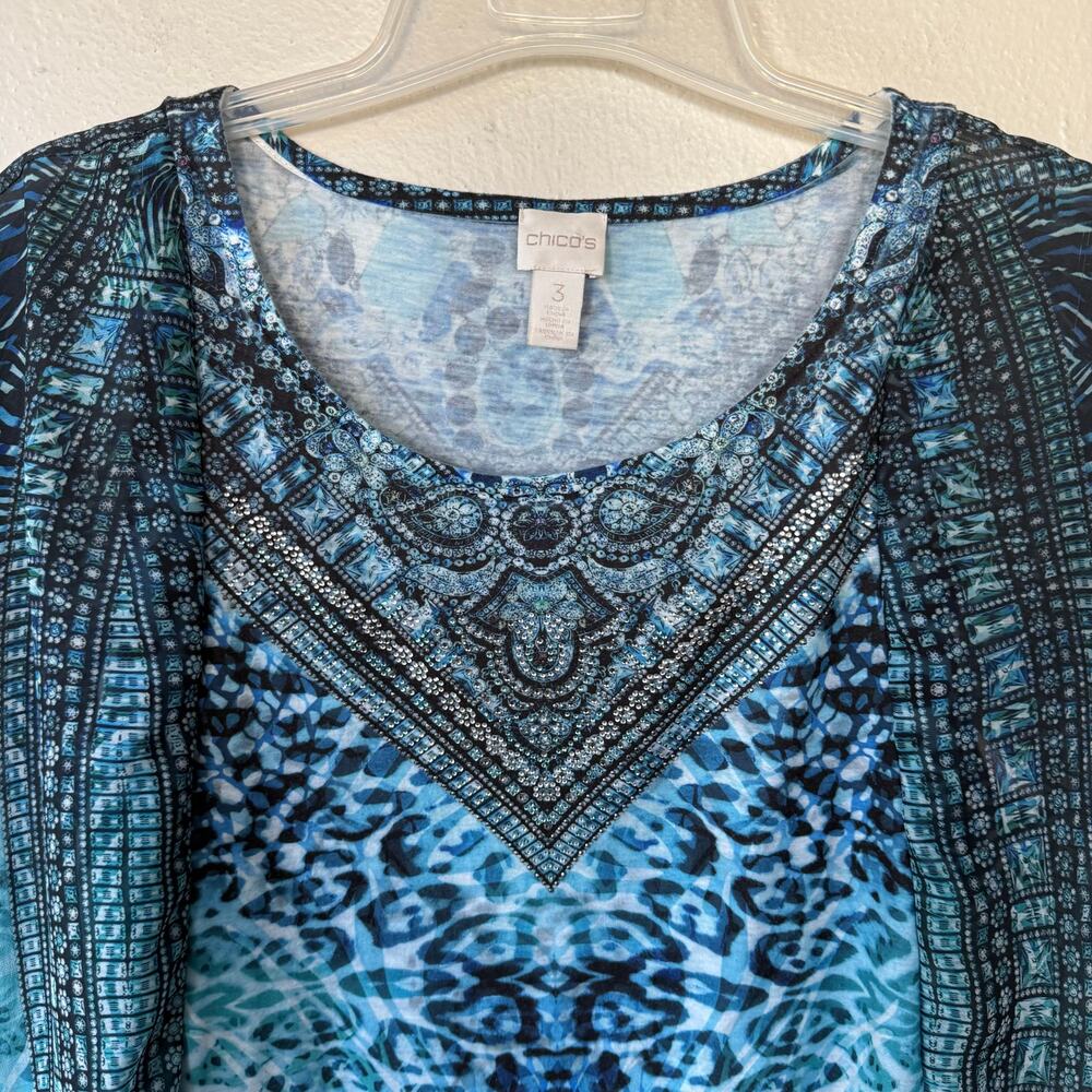 Chico's blue leopard print shawl blouse size XL - Picture 3 of 10